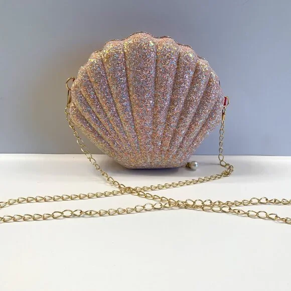 Sparkle Seashell - The Glam Clam / Crossbody Handbag /Pink - NWT - Picture 4 of 13